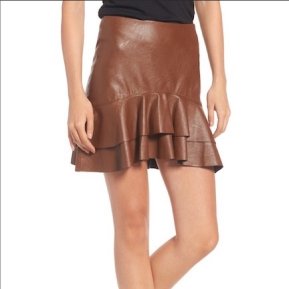 leather ruffle mini skirt